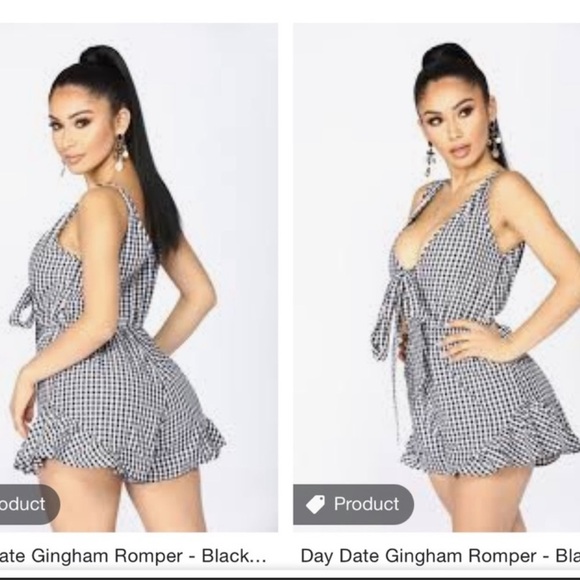 Fashion Nova, day date gingham romper. - Picture 2 of 8
